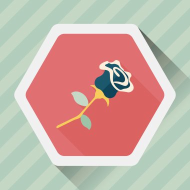 Sevgililer Günü çiçekleri uzun gölgeli düz ikon, eps10