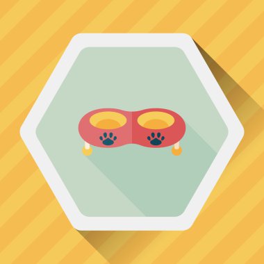 Uzun Gölge, eps10 ile evde beslenen hayvan köpek kase düz simgesi
