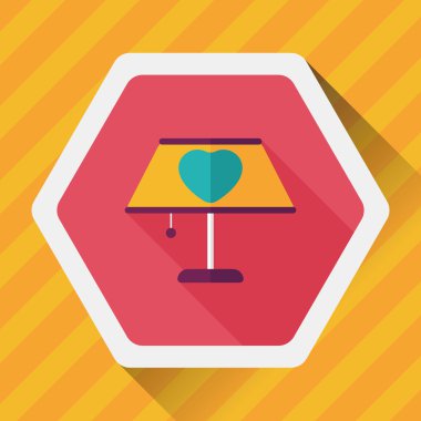 Sevgililer günü kalp lamba düz simgesi ile uzun gölge, eps10