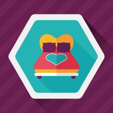 Sevgililer sevgilisi yatak düz simgesiyle uzun gölge, eps10