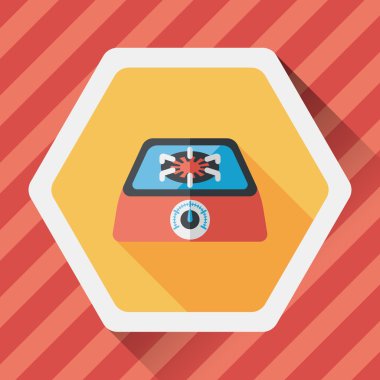 Mutfak gaz soba düz simgesiyle uzun gölge, eps10