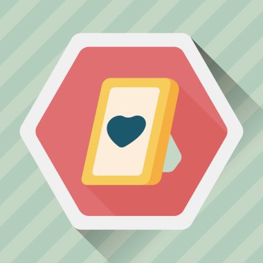 Sevgililer günü fotoğraf çerçevesi düz simgesi ile uzun gölge, eps10