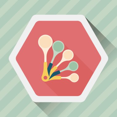 Uzun Gölge, eps10 ile mutfak eşyaları kaşık düz simgesi