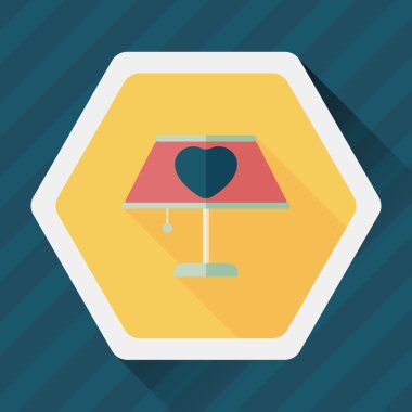 Sevgililer günü kalp lamba düz simgesi ile uzun gölge, eps10