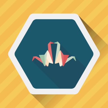 Sevgililer sevgilisi kağıt kuş düz simgesi ile uzun gölge, eps1