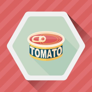 mutfak eşyaları domates can düz uzun gölge, eps10 simgesi