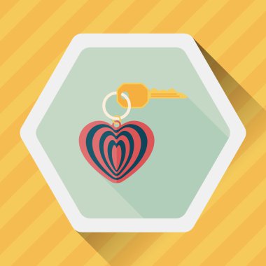 Sevgililer sevgilisi Anahtarlık düz simgesiyle uzun gölge, eps10