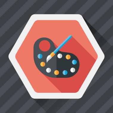 Resim paleti uzun gölge, eps 10 ile boya fırçası düz simgesi ile