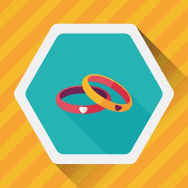 Sevgililer günü çift bilezik düz simgesiyle uzun gölge, eps10