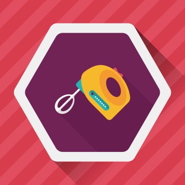 Uzun Gölge, eps10 ile mutfak eşyaları elektronik çırpıcı düz simgesi