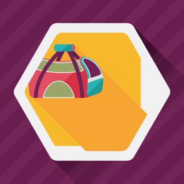 Evde beslenen hayvan köpek seyahat kafes düz simgesiyle uzun gölge, eps10