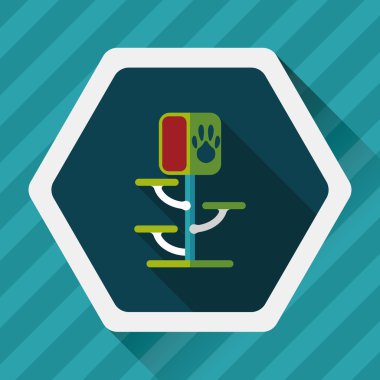 Evde beslenen hayvan kedi ağaç uzun gölge, eps10 düz simgesiyle