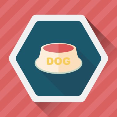 Uzun Gölge, eps10 ile evde beslenen hayvan köpek kase düz simgesi