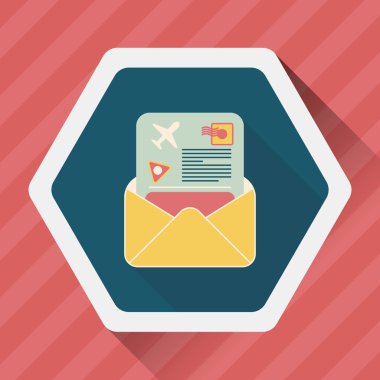 uzun gölge ile posta air bilet düz simgesi