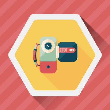 uzun gölge ile video kamera düz simgesi