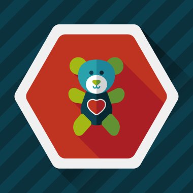 Sevgililer günü hediyesi ayı düz simgesiyle uzun gölge, eps10