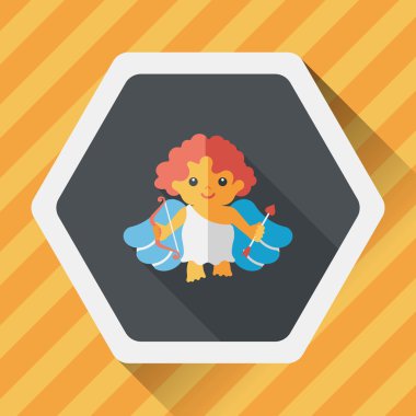 Sevgililer günü aşk tanrısı uzun gölge, eps10 düz simgesiyle