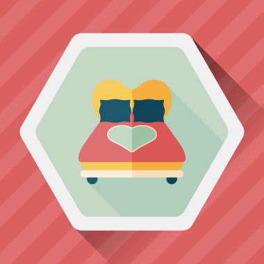 Sevgililer sevgilisi yatak düz simgesiyle uzun gölge, eps10