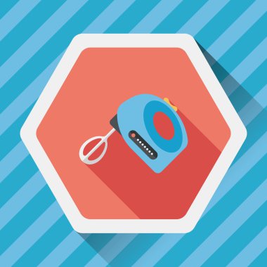 Uzun Gölge, eps10 ile mutfak eşyaları elektronik çırpıcı düz simgesi