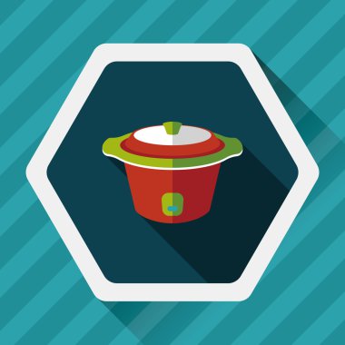 Uzun Gölge, eps10 ile mutfak eşyaları elektrik pot düz simgesi