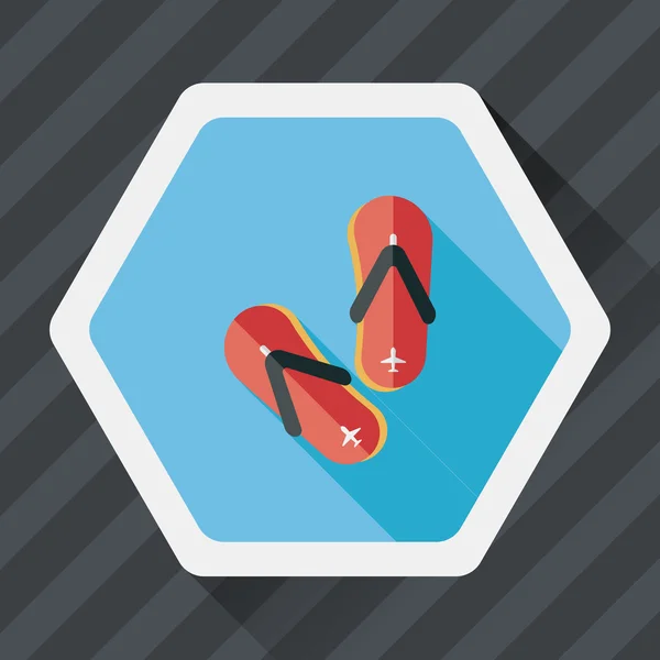 Flip flop icona piatta con lunga ombra — Vettoriale Stock