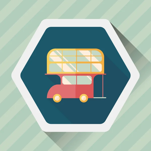 Bus de transport icône plate avec ombre longue — Image vectorielle