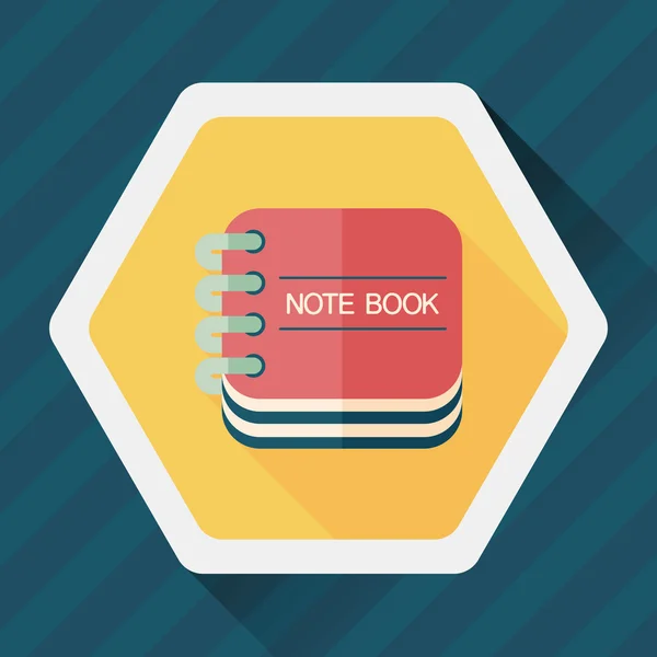 Notebook ícone plano com sombra longa, eps10 — Vetor de Stock