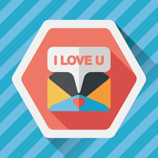 Valentine's day love letter flat icon with long shadow,eps10 — Stock Vector