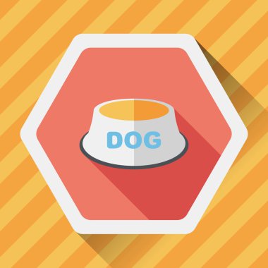 Uzun Gölge, eps10 ile evde beslenen hayvan köpek kase düz simgesi