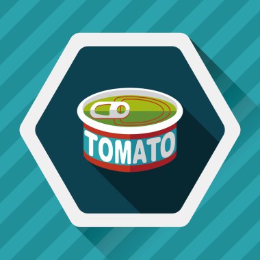 mutfak eşyaları domates can düz uzun gölge, eps10 simgesi