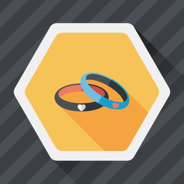 Sevgililer günü çift bilezik düz simgesiyle uzun gölge, eps10