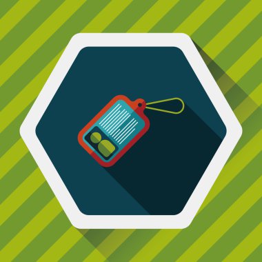 kimlik kartı ile uzun gölge düz simgesi