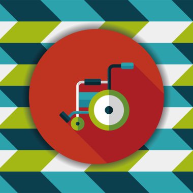 Tekerlekli sandalye ile uzun gölge, eps10 düz simgesi