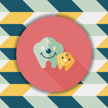 Diş düz stil ikonu ile uzun gölge, eps10