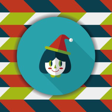 Noel kızı düz simgesi ile uzun gölge, eps10