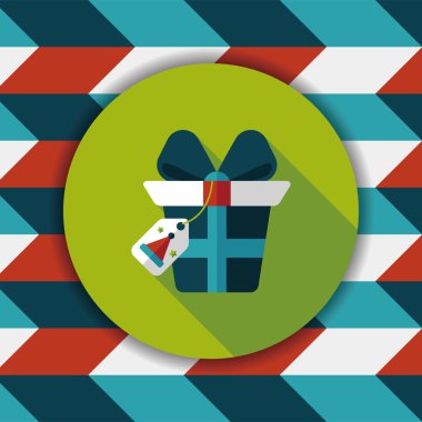 Noel hediye düz simgesi ile uzun gölge, eps10