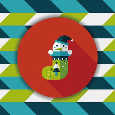 calcetín de Navidad icono plana con sombra, eps10