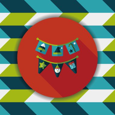 Uzun Gölge, eps10 ile Noel bayrakları düz simgesi