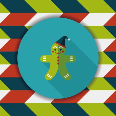 Zencefilli kurabiye adam düz simgesi ile uzun gölge, eps10