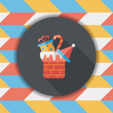 Noel hediyeleri düz simgesi ile uzun gölge, eps10