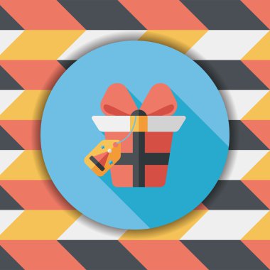 Noel hediye düz simgesi ile uzun gölge, eps10