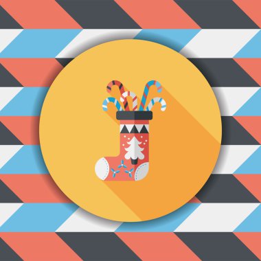 calcetín de Navidad icono plana con sombra, eps10