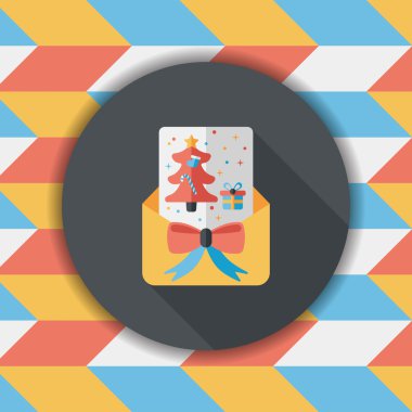 Noel kartı düz simgesi ile uzun gölge, eps10