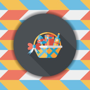 Boże Narodzenie prezent kosz płaski ikona z długim cieniem, eps10