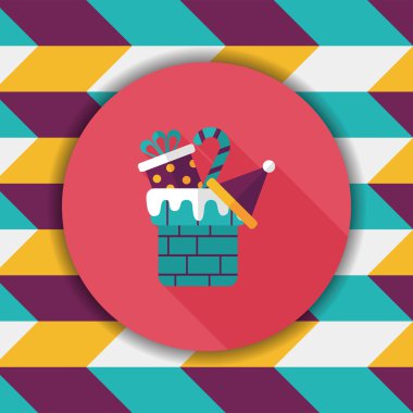 Noel hediyeleri düz simgesi ile uzun gölge, eps10