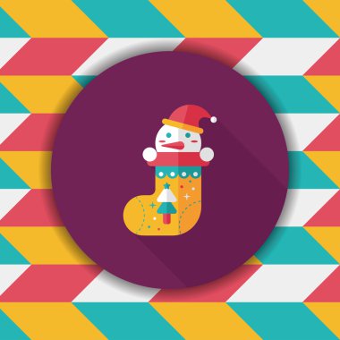 calcetín de Navidad icono plana con sombra, eps10