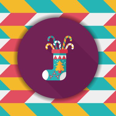 calcetín de Navidad icono plana con sombra, eps10