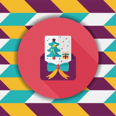 Noel kartı düz simgesi ile uzun gölge, eps10