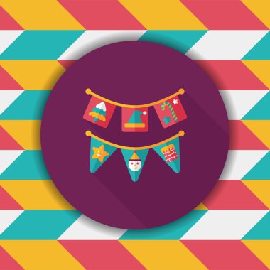 Uzun Gölge, eps10 ile Noel bayrakları düz simgesi