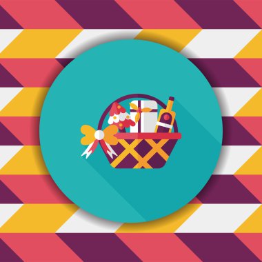 Boże Narodzenie prezent kosz płaski ikona z długim cieniem, eps10